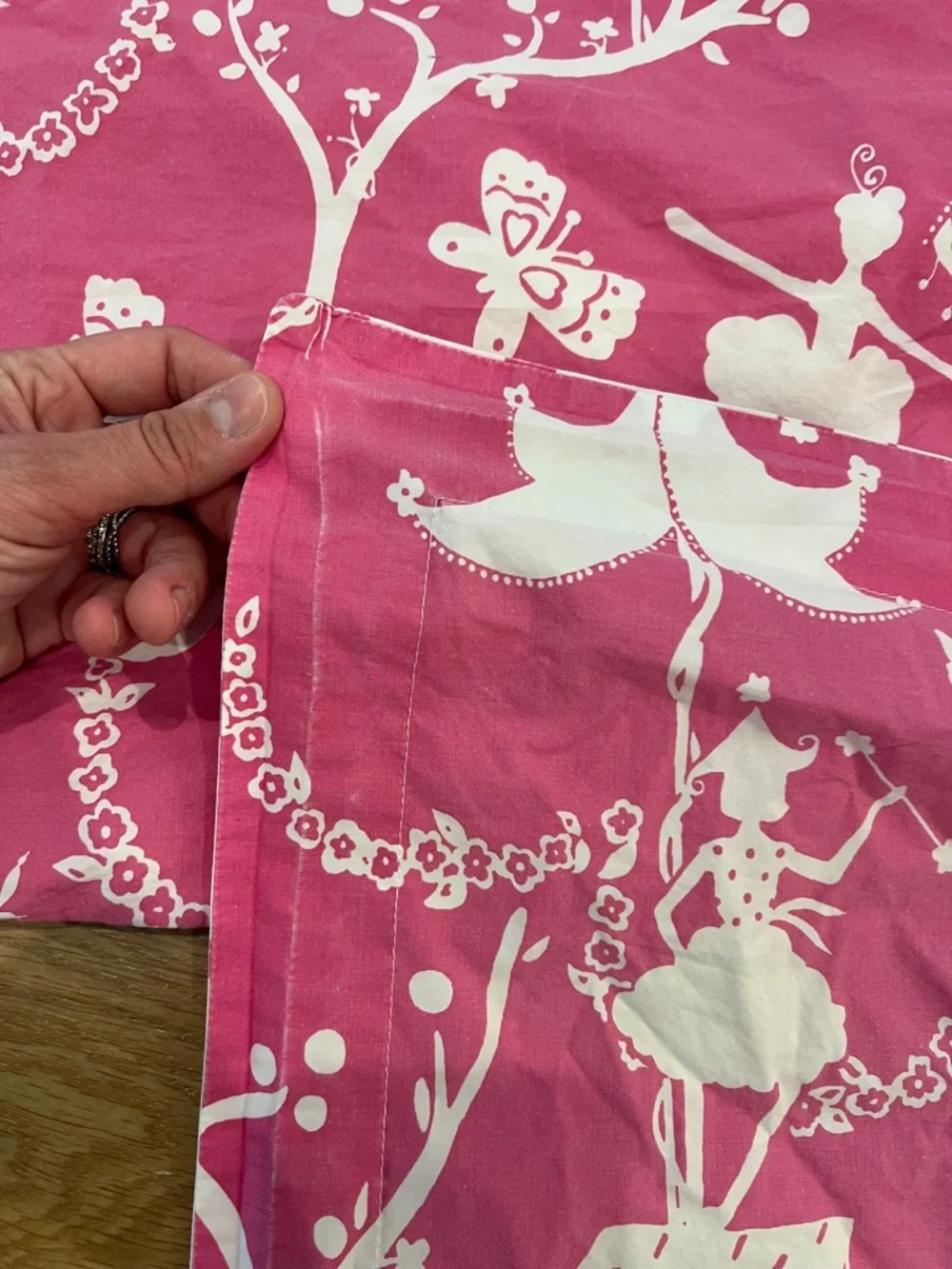 Pottery Barn Kids Pink and White Fairy Tale Duvet Cover